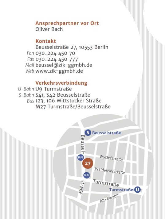 Infos zur Einrichtung Beusselstraße
